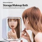 ⁦بونيتا ثلاجة صغيرة محمولة لمستحضرات التجميل بسعة 8 لتر، لوحة زجاجية واضاءة LED، مبرد وتدفئة، تستخدم للعناية بالبشرة في المنزل والسيارة، زهري⁩ - الصورة ⁦2⁩