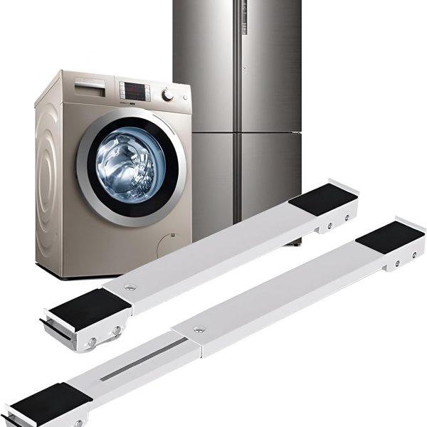 حامل دوار قابل للتمدد - حامل متين وقابل للتعديل من قطعتين للغسالات والاجهزة المنزلية، مثالي للتنقل الآمن والسهل في جميع أنحاء المنزل