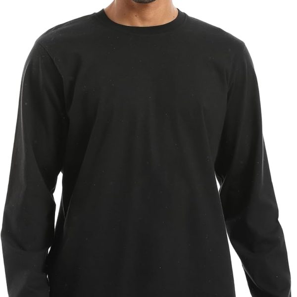 اندورا قميص بيسيك رجالي باكمام طويلة وياقة دائرية بتصميم غربي