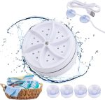 غسالة دوارة تربو صغيرة محمولة تعمل بالموجات فوق الصوتية للمنزل والسفر والمدرسة والتخييم من لاتوار، تعبئة أمامية، أبيض