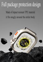 ⁦جراب حماية متين من البولي يوريثين المقاوم للحرارة مضاد للصدمات وخفيف الوزن وممتص للصدمات متوافق مع ساعة آبل الترا/الترا 2 49 ملم، لون أسود 2⁩ - الصورة ⁦7⁩