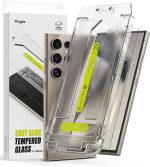 غطاء زجاج مقوى سهل الانزلاق من رينجكي [سهل التركيب للغاية] متوافق مع شاشة حماية سامسونج جالاكسي S24 الترا مقاوم للكسر بدرجة صلابة 9 ممتازة - عبوة قطعتين