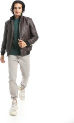 ⁦جاكيت جلدي للرجال مع جيبين أماميين من اندورا⁩ - الصورة ⁦5⁩