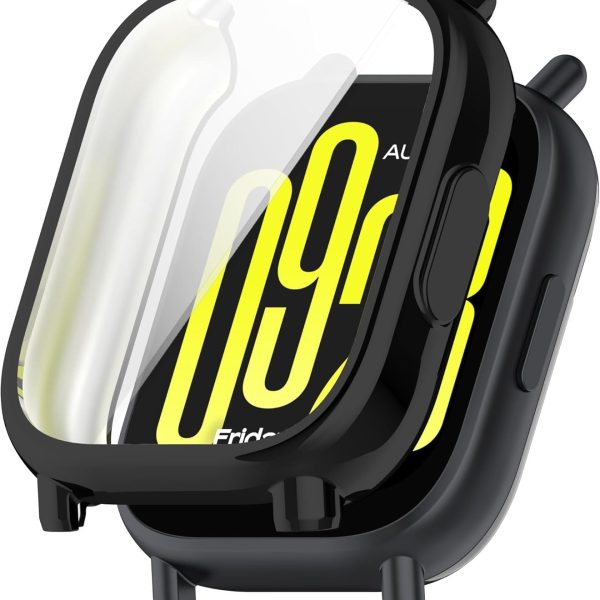 هيكل حماية لساعة شاومي ريدمي 5 اكتيف من دلع موبايلك، هيكل مع شاشة حماية، هيكل حماية عالي الدقة HD، هيكل حماية من السيليكون الناعم لساعة شاومي ريدمي 5 اكتيف (لون أسود)