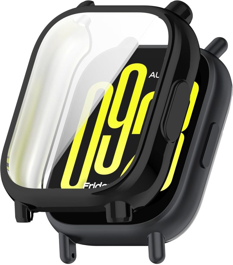 هيكل حماية لساعة شاومي ريدمي 5 اكتيف من دلع موبايلك، هيكل مع شاشة حماية، هيكل حماية عالي الدقة HD، هيكل حماية من السيليكون الناعم لساعة شاومي ريدمي 5 اكتيف (لون أسود)