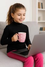 ⁦بادى كول كم برقبة بناتي للأطفال توب داخلي ناعم بخامة قطن ليكرا مرنة مناسب للأجواء الباردة والاستخدام اليومي من ميزا⁩ - الصورة ⁦6⁩