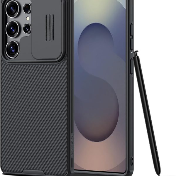 نيلكن حافظة جالكسي اس 25 الترا 5G، حماية الكاميرا، غطاء كاميرا منزلق، حافظة واقية رفيعة ورفيعة لسامسونج جالاكسي S25 الترا (اسود)