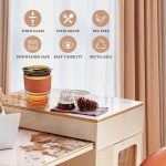 ⁦كوب زجاجي مع شفاطة سيليكون وغطاء كوب مع حافظة جلدية _ زجاجة أساسية للسفر الصيفية مزدوجة الاستخدام من كيلفي، سعة 360 مل، لون (كهرماني - اسود)⁩ - الصورة ⁦7⁩