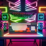 ⁦كيبورد وسائط متعددة K32 RGB بسلك صامت بمنفذ USB (مفتاح عربي/انجليزي) - تأثيرات خلفية RGB مع اضاءة جانبية - مقاومة للماء 104 مفاتيح BPT للالعاب / الاعمال / الكمبيوتر / ويندوز⁩ - الصورة ⁦3⁩