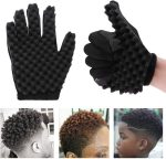 ⁦قفازات إسفنجية مجعدة سحرية ، قفازات إسفنجية للشعر Airlxf Curl تعليمي للحلاقين المموج الأسود أداة تصفيف فرشاة الشعر قفازات إسفنجية⁩ - الصورة ⁦5⁩