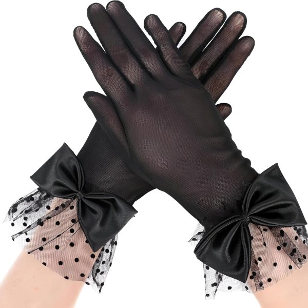 قفازات دانتيل قصيرة بتصميم أنيق للنساء، مناسبة لحفلات الزفاف وحفلات العشاء والمناسبات الخاصة