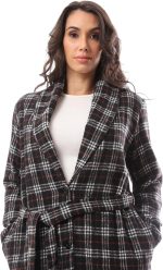 ⁦معطف صوف مريح منقوش حريمي من اندورا، موديل 36W24W30304⁩ - الصورة ⁦4⁩