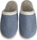 ⁦شبشب منزلي من ميموري فوم للرجال، مبطن بالفرو الدافئ، ازرق، مقاس 46/47 - لكلوك رجالي شتوي فرو دافئ⁩ - الصورة ⁦2⁩