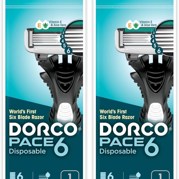 شفرة حلاقة بيس 6 للرجال من دوركو، قطعة واحدة (عبوتين)