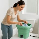 ⁦غسالة ملابس محمولة قابلة للطي صغيرة بقدرة 11 لتر – غسيل سريع وفعال للملابس الداخلية والملابس الخفيفة، تصميم ذكي وصامت وسهل الحمل⁩ - الصورة ⁦6⁩
