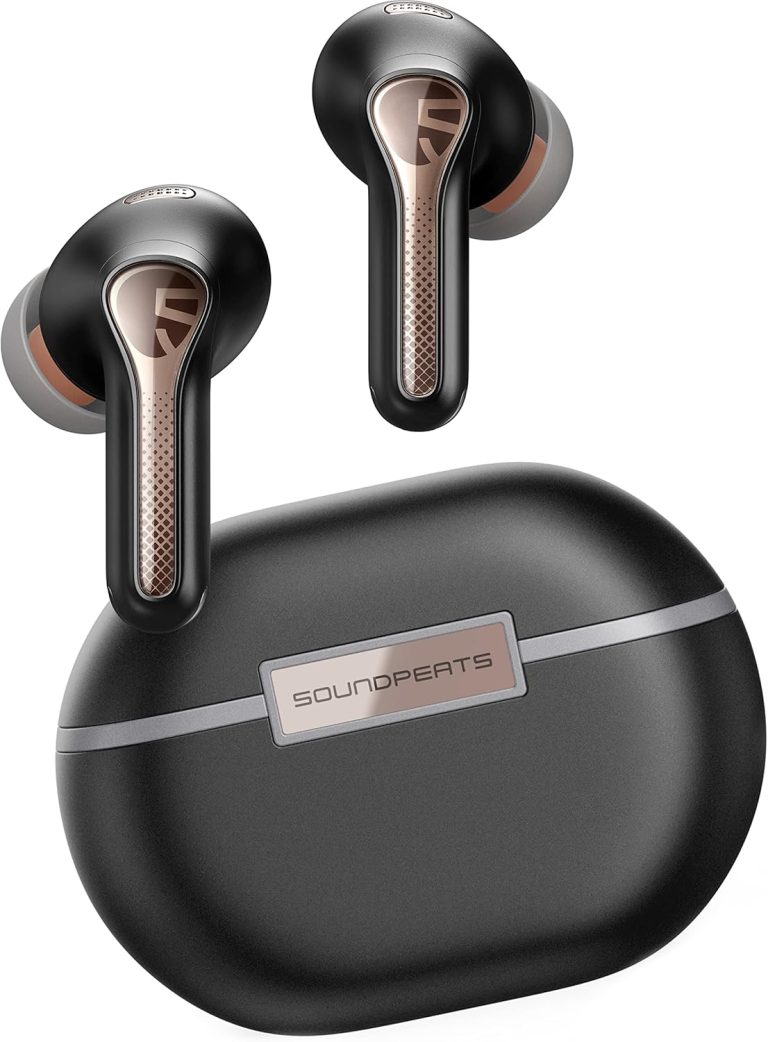 سماعات أذن لاسلكية SOUNDPEATS Capsule3 Pro قوية وهجينة مع خاصية إلغاء الضوضاء النشطة باللون الأسود/الذهبي