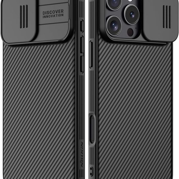 جراب حماية كام شيلد برو من نيلكين، بغطاء منزلق للكاميرا وتصميم رفيع وأنيق لهاتف آيفون 16 برو ماكس شبكة الجيل الخامس 5G مقاس 6.9 بوصة، آيفون 16 برو ماكس 5G - أسود