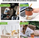 ⁦كوب زجاجي مع شفاطة سيليكون وغطاء كوب مع حافظة جلدية _ زجاجة أساسية للسفر الصيفية مزدوجة الاستخدام من كيلفي، سعة 360 مل، لون (كهرماني - اسود)⁩ - الصورة ⁦6⁩