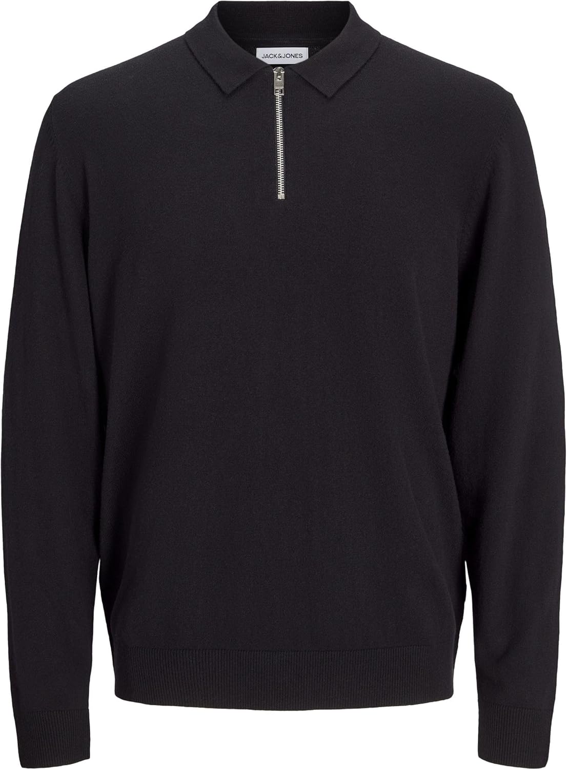 81hlJvBCVOL._AC_SL1500_.jpg سويت شيرت جيميل بولو منسوج بنصف سوستة وأكمام طويلة للرجال من جاك اند جونز