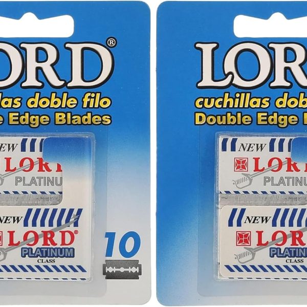 شفرات حلاقة بلاتينوم آمنة مزدوجة الحواف من لورد، 10 قطع (عبوتين)