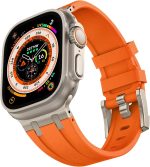 سوار بديل من السيليكون مقاوم للماء بتصميم فاخر متين من فيفيشياو، متوافق مع ساعة آبل الترا 49 ملم 45 ملم 44 ملم 42 ملم، لسلسلة اي ووتش 8 7 6 5 4 3 2 1 اس اي