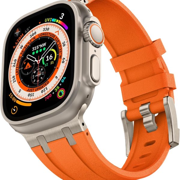 سوار بديل من السيليكون مقاوم للماء بتصميم فاخر متين من فيفيشياو، متوافق مع ساعة آبل الترا 49 ملم 45 ملم 44 ملم 42 ملم، لسلسلة اي ووتش 8 7 6 5 4 3 2 1 اس اي