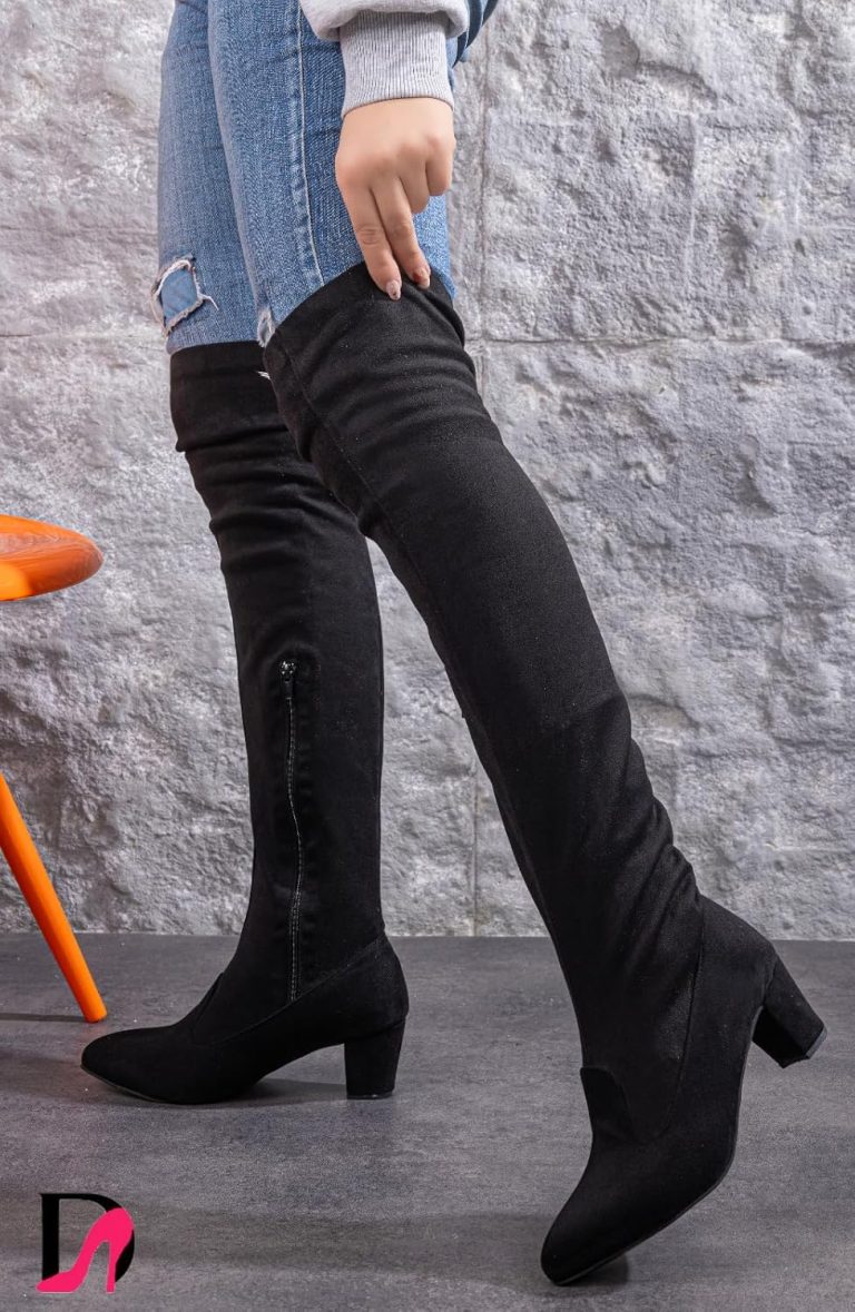 بوط طويل بكعب للنساء شمواه استريتش