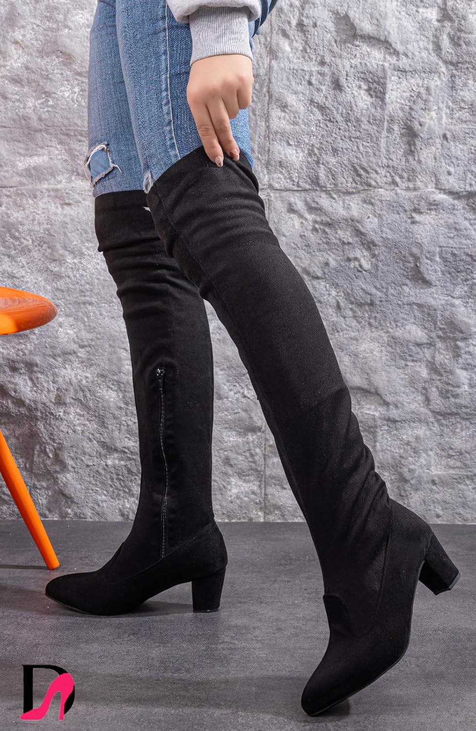 81spmwRWsvL._AC_SL1500_.jpg بوط طويل بكعب للنساء شمواه استريتش