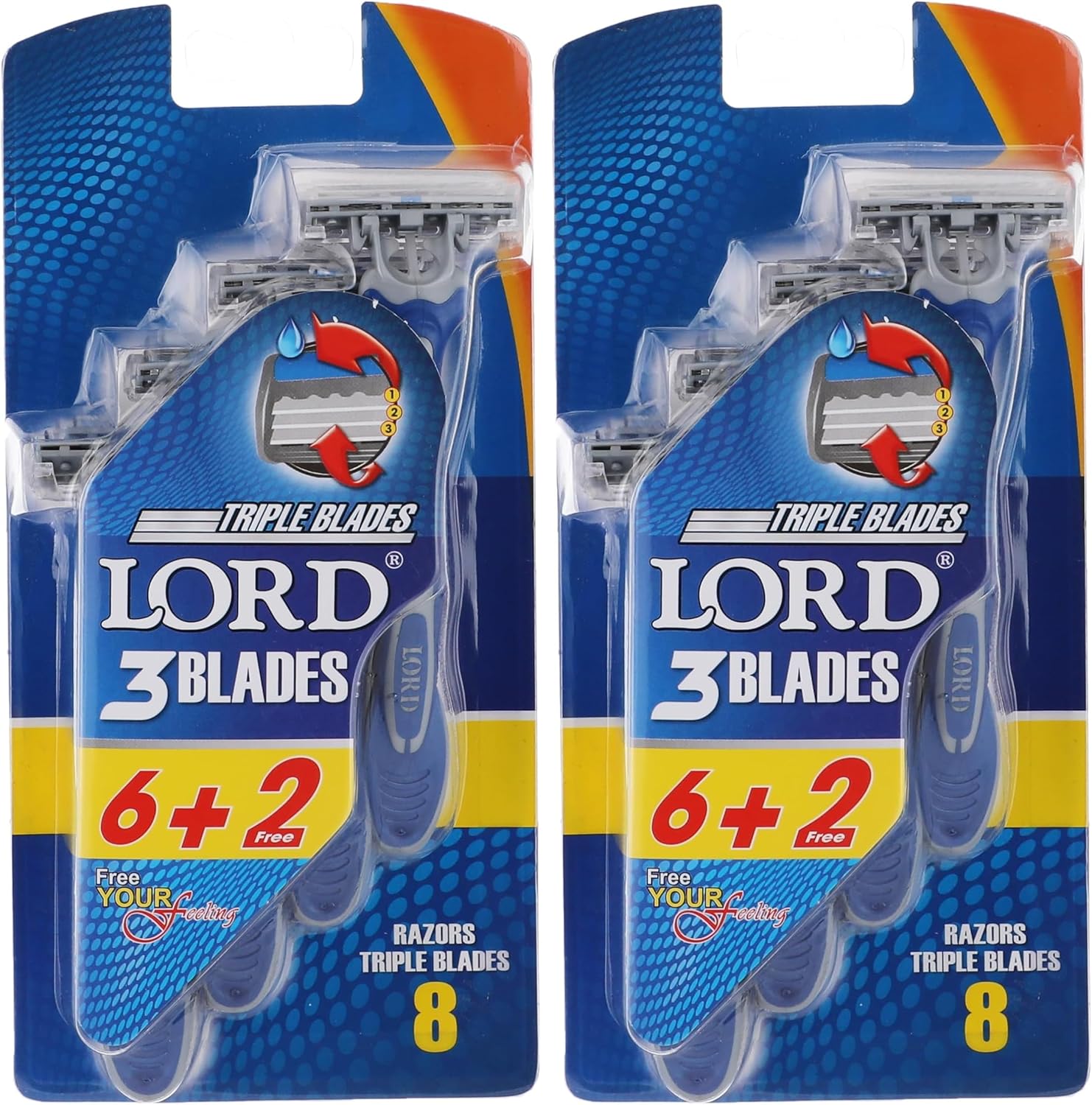 81uQmSoNVWL._AC_SL1500_.jpg طقم ماكينات حلاقة للاستخدام مرة واحدة مزودة بثلاثة أمواس من لورد، طقم من 6 قطع بالإضافة إلى 2، من قطعتين