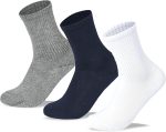 Sam Socks Kids Set of 3 Long School Plain Socks White-Grey-Blue size 34-37 EU