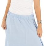 جيبة طويلة بيسيك مصنوعة من الكتان بخصر مرن للنساء من موسكا