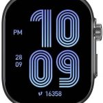 ساعة ذكية O23 بشاشة ال سي دي 2.02 بوصة مقاومة للخدش ومدة تشغيل البطارية 7 أيام ومعدل نبضات القلب ومساعد صوتي بالذكاء الاصطناعي ومراقبة الأكسجين في الدم ومقاومة للماء بمعيار IP68 من اي تيل لون أسود