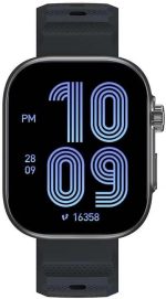 ساعة ذكية O23 بشاشة ال سي دي 2.02 بوصة مقاومة للخدش ومدة تشغيل البطارية 7 أيام ومعدل نبضات القلب ومساعد صوتي بالذكاء الاصطناعي ومراقبة الأكسجين في الدم ومقاومة للماء بمعيار IP68 من اي تيل لون أسود