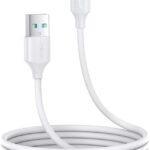 كابل للشحن السريع ونقل بيانات 2.4 امبير من جوي رووم، USB نوع A إلى مايكرو بطول 1 متر، لون أبيض، موديل S-UM018A9، حافظة بسيطة، زجاج مقسى، لايفون 7 بلس، لهاتف ذكي