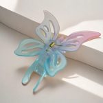 مشابك شعر على شكل فك - شفافة بتصميم فراشة، مشابك شعر جميلة على شكل فراشة، اكسسوارات شعر للبنات والنساء (قطعة واحدة) - الصورة 2