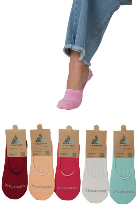 6 Socks Pack - Invisible Antislip Cotton Socks Free Size Fits 38-45 for Men-Multi Color