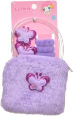 طقم شنطة أطفال و5 قطع توك استك للبنات، لون موف، DR-A-BAG-41