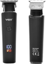 ماكينة حلاقة دقيقة للرجال من في جي ار ، V - 937 مع شاشة ال اي دي شفرة مقطوعة بشكل قريب شحن USB تشغيل سلكي ولاسلكي | 3 اكسسوارات امشاط توجيه للراحة واختيار التصفيف (اسود)، في-937