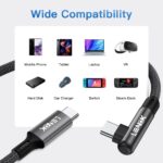 ⁦لينوك كيبل USB C الى USB C 60 واط مغطى بالنايلون لموبايل ايفون 17 برو ماكس/ 17، سلك شحن سريع بزاوية قائمة من USBC الى USBC لايفون 17 16 برو ماكس، ملحقات سامسونج S25 ايباد (2 متر)⁩ - الصورة ⁦7⁩