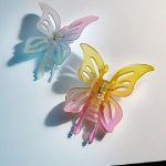 مشابك شعر على شكل فك - شفافة بتصميم فراشة، مشابك شعر جميلة على شكل فراشة، اكسسوارات شعر للبنات والنساء (قطعة واحدة) - الصورة 4