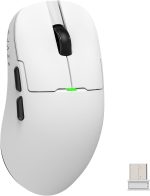 ماوس ألعاب AJ159 مزدوج وخفيف الوزن مع مستقبل سلكي من نوع C وUSB مع مستشعر PAW3395 و5 أزرار قابلة للبرمجة بتصميم مريح ومتناسق لأجهزة بلاي ستيشن 4 واكس بوكس والكمبيوتر وماك من اجاز