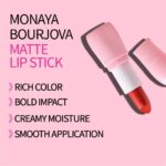 ⁦Monaya Bourjova Matte Lipstick - Bold, Smudge-Proof, Long-Lasting Matte Finish, Highly Pigmented (L112#)⁩ - الصورة ⁦2⁩