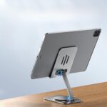⁦حامل موبايل قابل للطي من خليط الألومنيوم - حامل تابلت لسطح المكتب قابل للتعديل مع دوران 360 درجة من في لوكس بي ام⁩ - الصورة ⁦3⁩