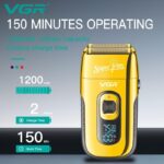 ⁦ماكينة حلاقة V-332 لاسلكية قابلة لإعادة الشحن مع ماكينة حلاقة منبثقة مع تقنية الشحن السريع 150 دقيقة مع شاشة عرض ديجيتال LED رقمية 6500-7500 دورة في الدقيقة للعناية بالوجه واللحية من في جي ار⁩ - الصورة ⁦2⁩