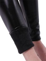 ⁦ليجن جلد شتوي مبطن للبنات Leggings Winter - Ghils . Girls' Lycra Disco Leather Pants - Black Padded⁩ - الصورة ⁦2⁩