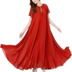 فستان كاجوال - قصه واسعة - لون احمر- بوليستر- نساء، من اف جي