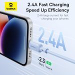 كابل قوي التحمل معتمد من آبل من باسيوس بطول 2 م وشحن سريع PD 20 وات 2.4 امبير USB إلى لايتنينج متين لنقل الطاقة والبيانات 480 ميجابت/ث لأجهزة آيفون 14 برو ماكس، 13، 12، 11، 8 بلس، 7، X واي باد، أسود - الصورة 7