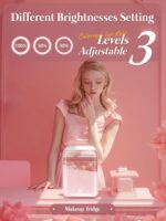 ⁦ORiTi Mini Beauty Fridge, LED Lighted Vanity Mirror for Makeup, Bathroom, Bedroom White⁩ - الصورة ⁦2⁩
