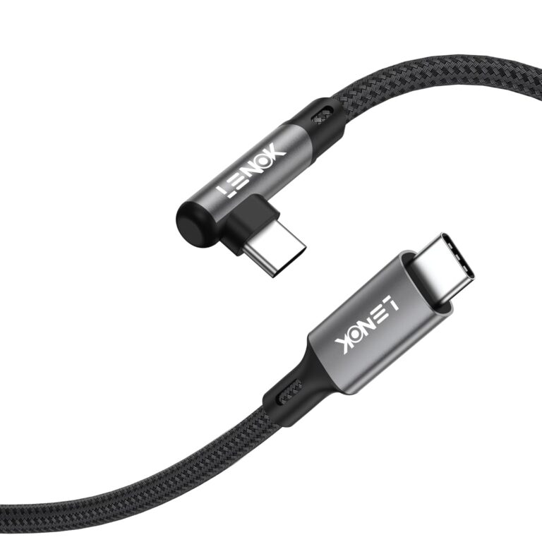 لينوك كيبل USB C الى USB C 60 واط مغطى بالنايلون لموبايل ايفون 17 برو ماكس/ 17، سلك شحن سريع بزاوية قائمة من USBC الى USBC لايفون 17 16 برو ماكس، ملحقات سامسونج S25 ايباد (2 متر)