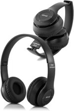 Wireless Bluetooth Earphone P47 with Mic for Laptop, Mobile Phone, PC, Over Ear Stereo Music Headset, Deep Bass,Soft-Earpads, Headset For Gaming, with SD Memory Card Support & FM & AUX & Micro (Black) - الصورة 2